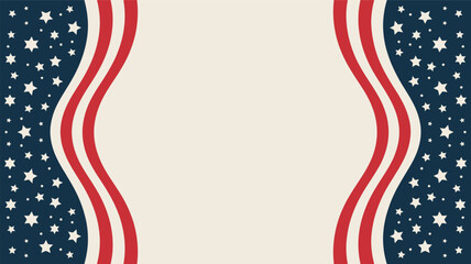 Abstract american flag inspired background with wavy red and white stripes and blue starry silhouette pattern for patriotic themes silhouette