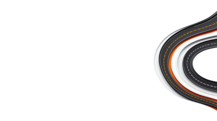 Abstract Wavy Road Path on Transparent Background