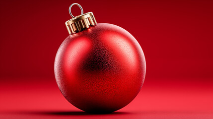 Red christmas ball on red background