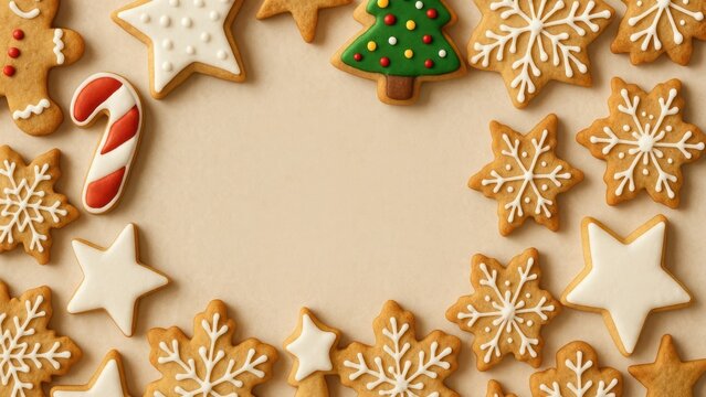 Festive cookies frame holiday joy. - Powered by Adobe