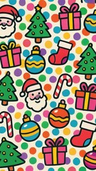 Festive colorful Christmas pattern mobile wallpaper