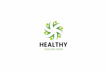 Healthy People Body Fit Logo Lifestyle Health Care Abstract Concept