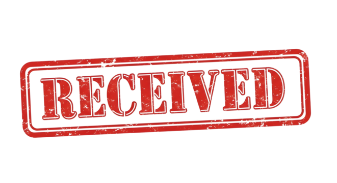 Grunge red received stamp isolated on transparent background conveys a message of acceptance and confirmation