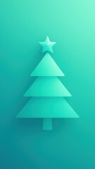 Fototapeta premium Minimalist teal Christmas tree wallpaper for mobile