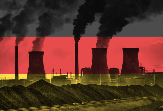 Coal Fired Power Plant with German National Flag Overlay