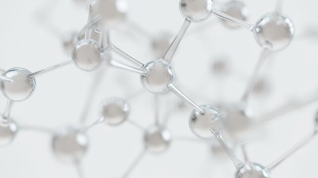 An abstract representation of interconnected molecules. This clear visual showcases geometric shapes and transparent designs, ideal for scientific illustrations.