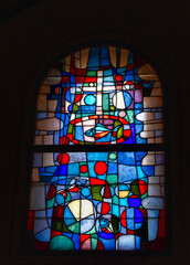 Stained Glass Windows In The Francescan Church Of The Announciation in Ljublijana, Slovenia