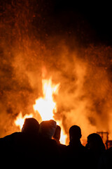 Crowds In Front Of A Bonfire At A Fireworks Display