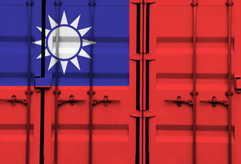 Shipping container with Taiwanese national flag overlay