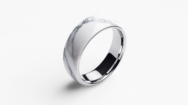 Elegant Marble-Inspired Ring on Transparent Background