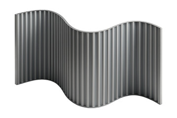 Curved corrugated metal fence enhances modern office aesthetics and professionalism.