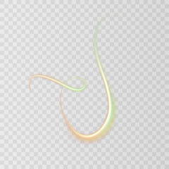 An eco-friendly curved line in soft green and gold tones on a transparent background. Suitable for natural, organic, wellness, and bio designs.