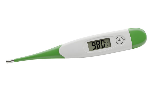Digital thermometer showing a temperature of 986 degrees fahrenheit isolated on transparent background - Powered by Adobe