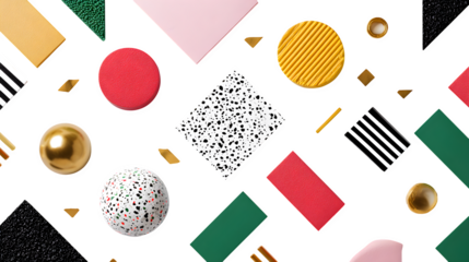 Abstract geometric shapes composition, isolated on transparent background