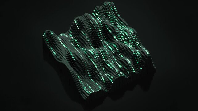 Composition with a sequence of zero and one numbers. 3D render seamless loop animation