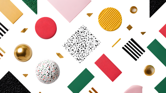 Abstract geometric shapes composition, isolated on transparent background