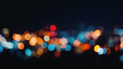 A beautiful cityscape featuring vibrant, out-of-focus lights in various colors at night, creating a bokeh effect. Perfect for artistic backgrounds.