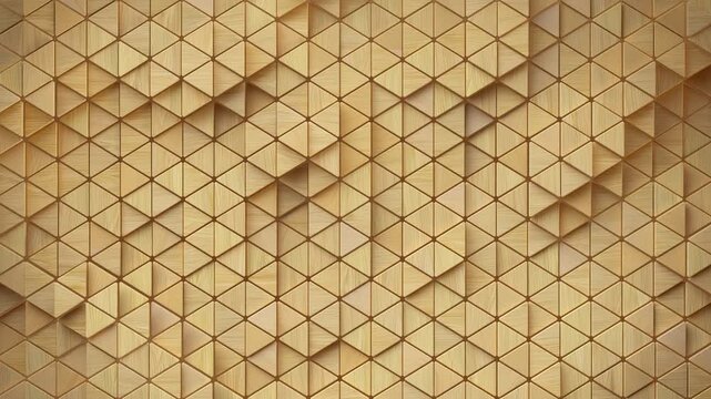 Wooden Triangle Geometric Pattern Background. Seamless loop 3D render animation