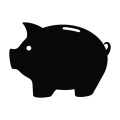 Black piggy bank vector illustration for savings, finance, and investment concepts design asset