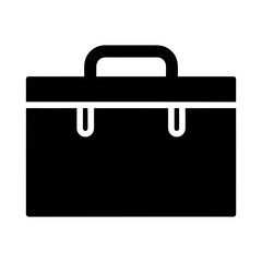Black briefcase vector icon for business and finance professionals, office document case design element