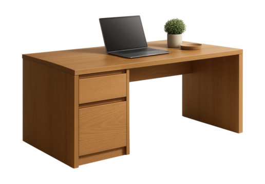 A computer desk with an integrated file cabinet for efficient home office storage.