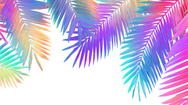 Vibrant Palm Leaves, isolated on transparent background