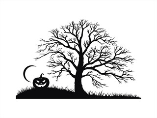 Halloween silhouette black vector white background