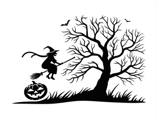 Halloween silhouette black vector white background