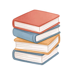 Red, Blue, and Yellow School Books Watercolor Element