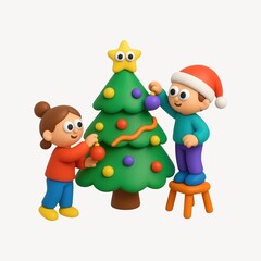 Fototapeta premium Festive claymation Christmas scene