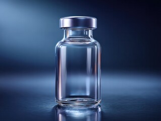 Medical glass vial display laboratory setting product photography minimalist environment close-up view pharmaceutical concept