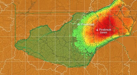 Geospatial analysis of vegetation cover and fire risk zones, providing insights for environmental management and conservation efforts in a specific region