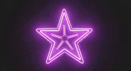 Obraz premium Neon glowing star in purple color, bright star in space on dark background
