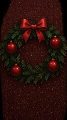 Festive wreath with red ornaments mobile wallpaper