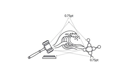 Conceptual illustration showcasing the interplay between law, nature, and science, symbolizing balance and interconnectedness isolated on white background