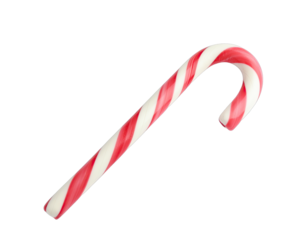 Traditional Christmas Candy Cane with Red and White Stripes on a Black Background Isolated Festive Sweet Treat