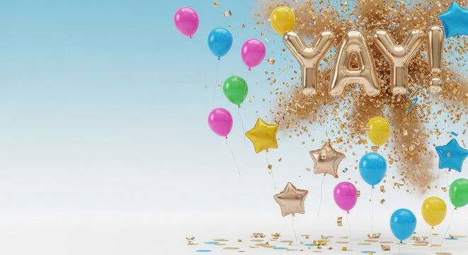 Celebration concept with balloons and confetti for happy moments and occasions