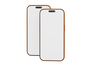 Two modern smartphones with blank screens, perfect for mockup presentations or app UI/UX design concepts. Ideal