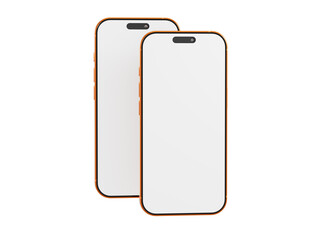 Two modern smartphone mockups with blank screens, perfect for showcasing app designs or promotional content. Co