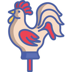 Whimsical Cartoon Rooster Candy Lollipop On A Stick With Blue Red And Yellow Accents On A Transparent Background