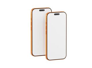 Two smartphones side by side with a blank white screen, modern design, tech concept, space for text or image, o