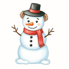 Cute Snowman with Bear Ears and Top Hat