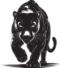 Obraz premium Black Panther Prowling – Stylized Vector Illustration of Stealth and Power 