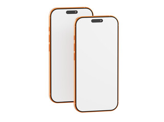 Two blank smartphone screens, isolated on white, ideal for app presentations, UI design, technology concepts, a