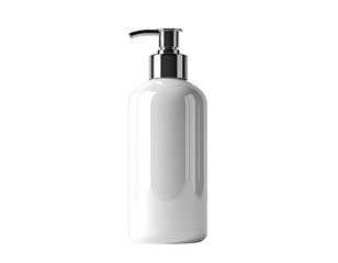 White Dispenser Bottle with Silver Pump Top Isolated on Transparent Background Ideal for Skincare or Soap Products Studio Lighting