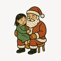 Santa with child illustration