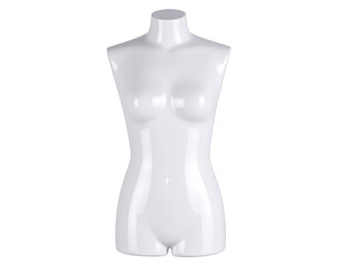 White Female Mannequin Torso Display Form For Clothing Retail Presentation With Clean Reflective Lighting On Transparent Background
