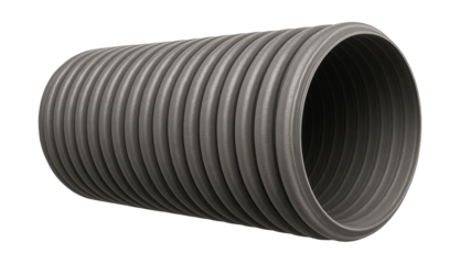 Large corrugated pipe for stormwater management in residential drainage systems.