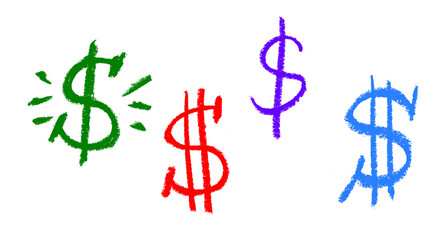 Dollar Sign Doodle Crayon Chalk Drawing PNG Transparent