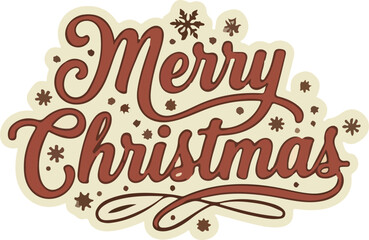 Vintage Merry Christmas Greeting Lettering Vector Illustration